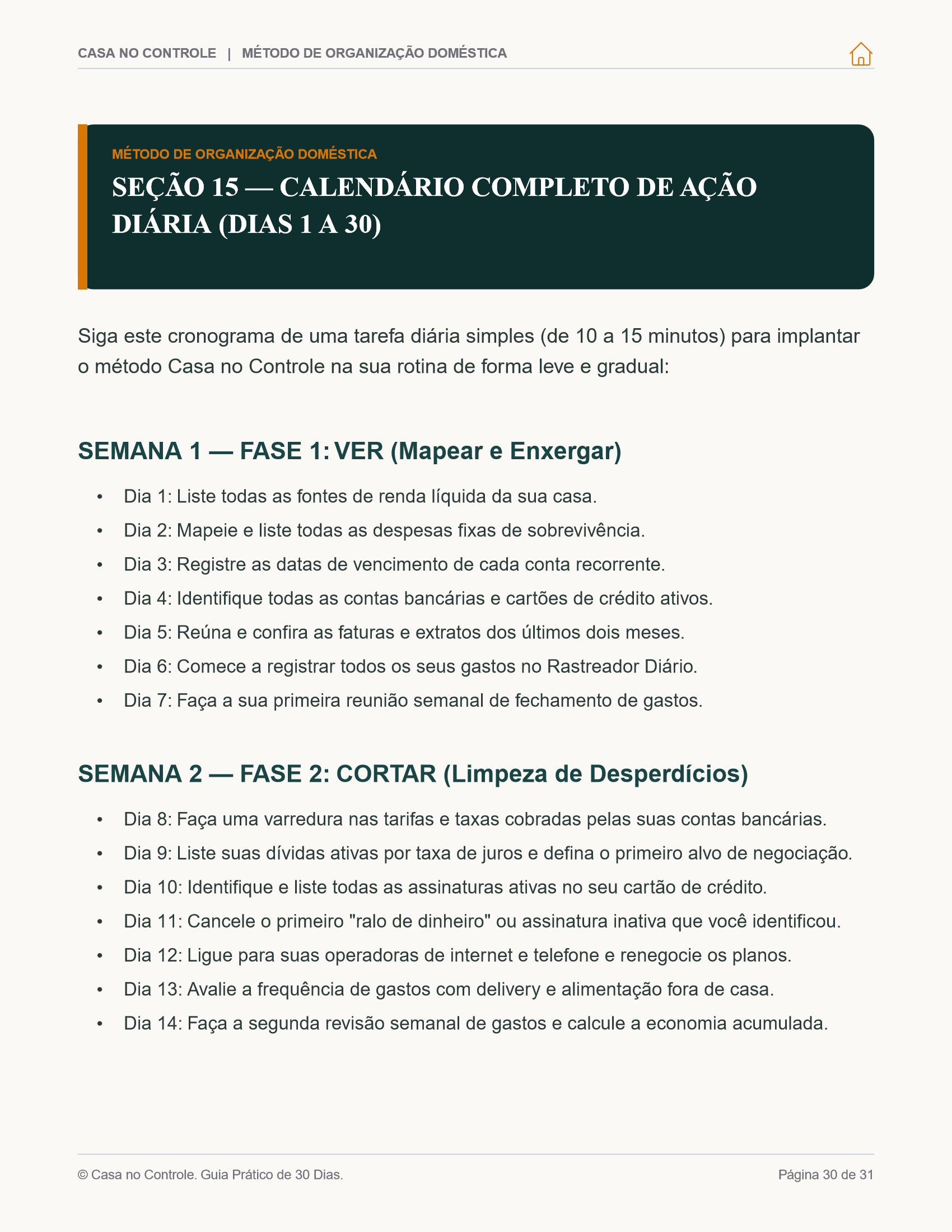 Checklist e Mensagem Final