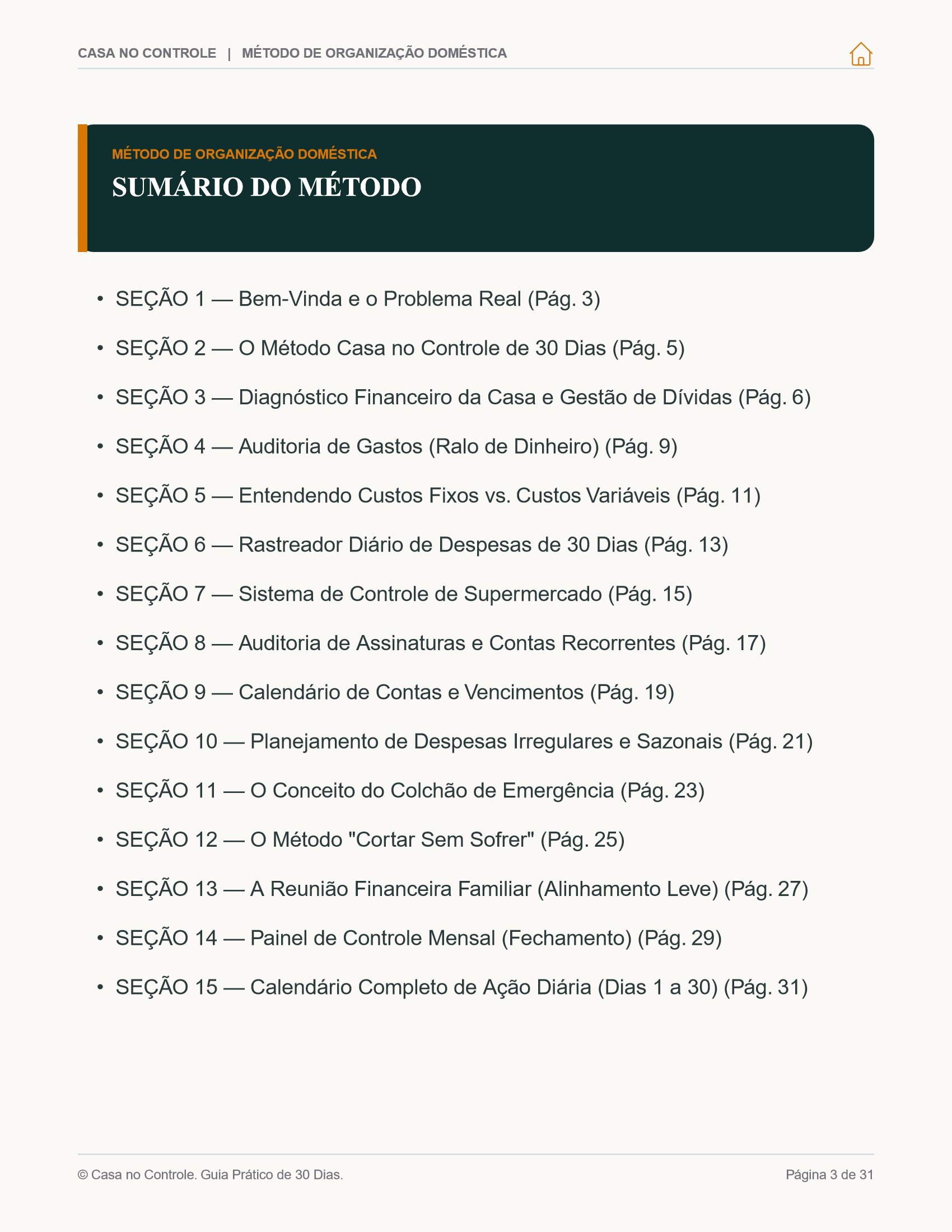 Sumário do Método